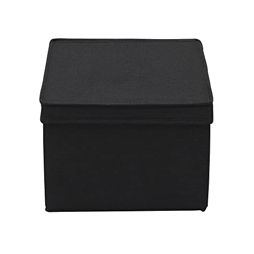 Household Essentials Large Fabric Storage Box With Lid Box, Black, Set of 2
