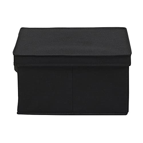 Household Essentials Large Fabric Storage Box With Lid Box, Black, Set of 2