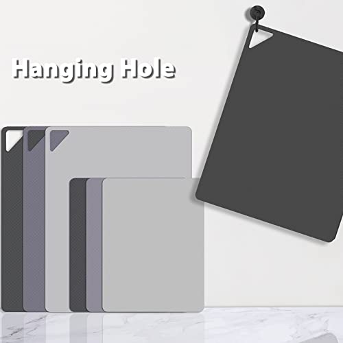 WK Flexible Plastic Cutting Boards for Kitchen Set of 6, Non Slip Cutting Board Mats with Hole, Cutting Boards for Meat, BPA Free, Dishwasher Safe, Multi Size