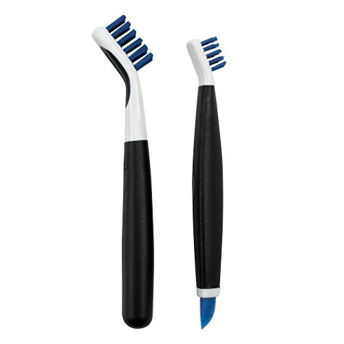 OXO Good Grips Deep Clean Brush Set, Orange, Blue | 2-Piece Deep Clean Brush Set, Small and Large Brushes, Sturdy Bristles, Faucets and Drains, Bathroom Supplies, Kitchen