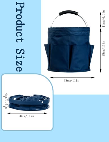 CIHTL Cleaning Caddy with Handle, for Cleaning Supplies Organizer Bucket | Foldable Storage Tote with 6 Pockets,17L Large Capacity Basket for Household Organizer,Laundry Room,Bathroom &amp; Home