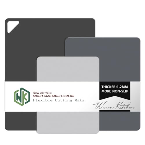 WK Flexible Plastic Cutting Boards Mats for Kitchen, Flexible Non Slip Cutting Mat, Thin Cutting Sheets, BPA Free, Dishwasher Safe, Multi Sizes