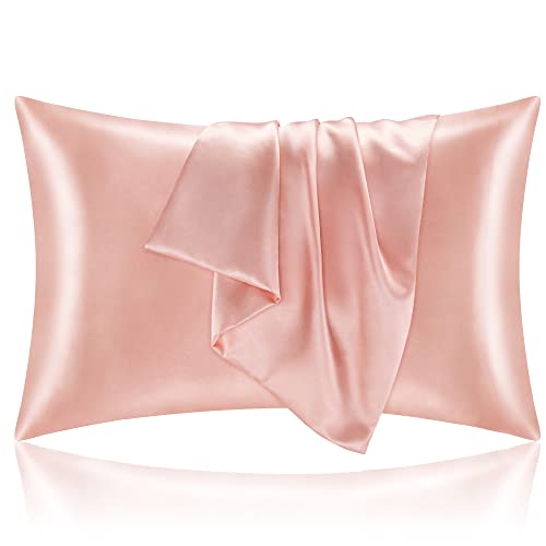BEDELITE Satin Pillowcases, Standard Size 20x26 Inch, Coral, Set of 2 | Similar to Silk Pillow Cases, Soft and Cooling, Reduces Friction, Gentle on Hair and Skin, Envelope Closure, Women Men Gift