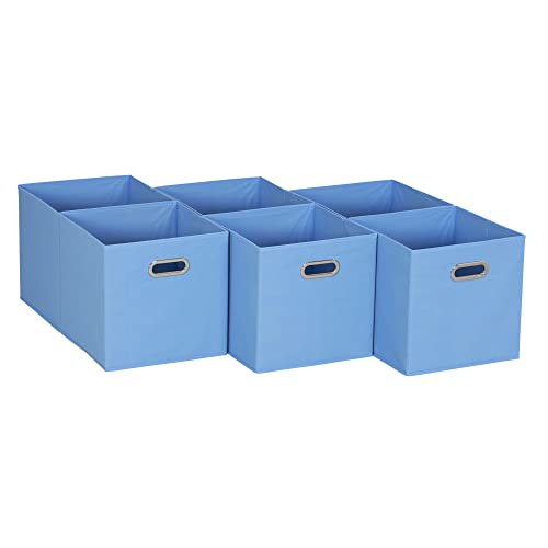 Household Essentials 6 ct Open Fabric Cube Storage Bins, Carolina Blue