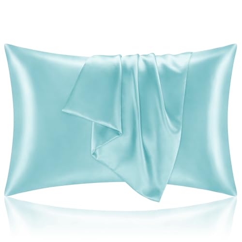 BEDELITE Satin Pillowcases, Standard Size 20x26 Inch, Blue, Set of 2 | Similar to Silk Pillow Cases, Soft and Cooling, Reduces Friction, Gentle on Hair and Skin, Envelope Closure, Women Men Gift