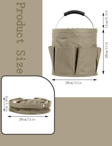 CIHTL Cleaning Caddy with Handle, for Cleaning Supplies Organizer Bucket | Foldable Storage Tote with 6 Pockets,17L Large Capacity Basket for Household Organizer,Laundry Room,Bathroom &amp; Home
