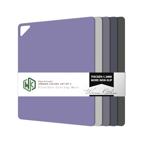WK Flexible Plastic Cutting Boards for Kitchen, Cutting Board Mats Set of 5, Nonslip Cutting Board for Meat, Thin Cutting Sheets with Hole, Dishwasher Safe, BPA Free, 14.5x11.5"