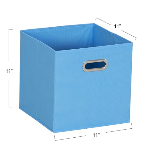 Household Essentials 6 ct Open Fabric Cube Storage Bins, Carolina Blue