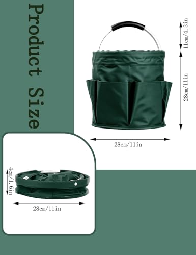 CIHTL Cleaning Caddy with Handle, for Cleaning Supplies Organizer Bucket | Foldable Storage Tote with 6 Pockets,17L Large Capacity Basket for Household Organizer,Laundry Room,Bathroom &amp; Home
