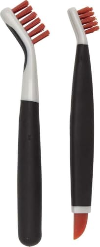 OXO Good Grips Deep Clean Brush Set, Orange, Blue | 2-Pieces, Small and Large Brushes, Sturdy Nylon Bristles, Nonslip Handles, Reaches Tight Spots, Cleaning Essentials, Bathroom