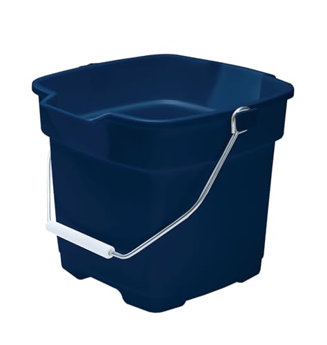 Rubbermaid Roughneck Square Bucket, 12-Quart, Blue, Sturdy Pail Bucket Organizer Household Cleaning Supplies Projects Mopping Storage Comfortable Durable Grip Pour Handle