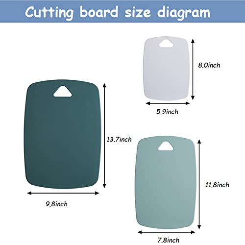 Plastic Cutting Board Set of 3, Cutting Boards for Kitchen,Thick Chopping Boards for Meat, Veggies, Fruits, with Easy Grip Handle,Dishwasher Saf,Suitable for outdoor camping, RV. (green)