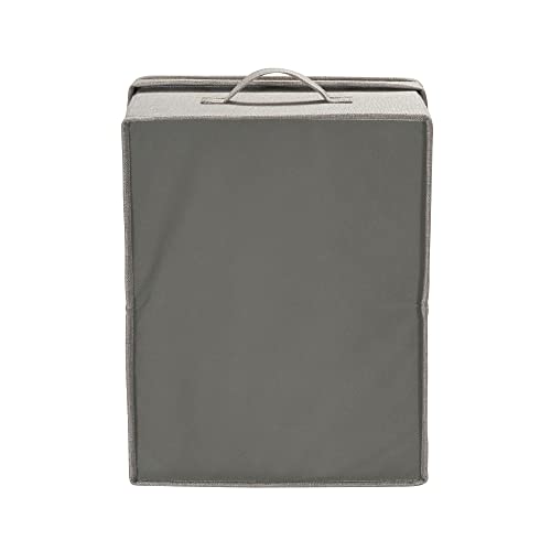 Household Essentials Large Square Storage Box with Lid with Breathable Poly‑Cotton Canvas and Reinforced Sides, Gray Finish, Set of 2