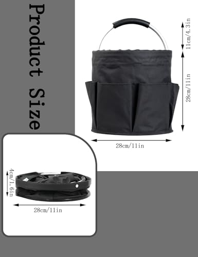 CIHTL Cleaning Caddy with Handle, for Cleaning Supplies Organizer Bucket | Foldable Storage Tote with 6 Pockets,17L Large Capacity Basket for Household Organizer,Laundry Room,Bathroom &amp; Home