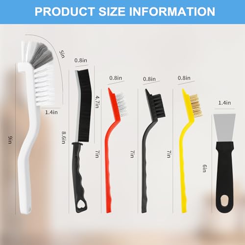 Dfacio 11Pcs Crevice Cleaning Brush Set,Multi-Purpose Cleaning Supplies | Hard Bristle Brush for Deep Cleaning Kitchen, Bathroom, Corner, Grout, Sink, Teapot, Bottle, Blender or Tight Spaces