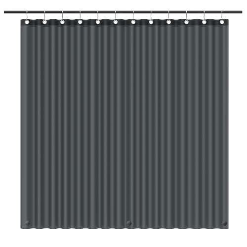 EHZNZIE Dark Grey Shower Curtain Liner 72x72, PEVA Waterproof Bath Curtain, No Chemical Smell, 3 Weighted Magnets, Durable with Rustproof Metal Grommets