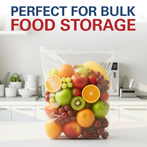 Clearly Elegant Clear Plastic Zipper Bags, 18"x24" Pack of Plastic Bag with Zipper, Ideal Large Zip Bags for Food, Storing Clothes, Blankets and Household Items (Pack Of 10)