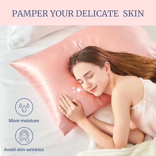 BEDELITE Satin Pillowcases, Standard Size 20x26 Inch, Coral, Set of 2 | Similar to Silk Pillow Cases, Soft and Cooling, Reduces Friction, Gentle on Hair and Skin, Envelope Closure, Women Men Gift