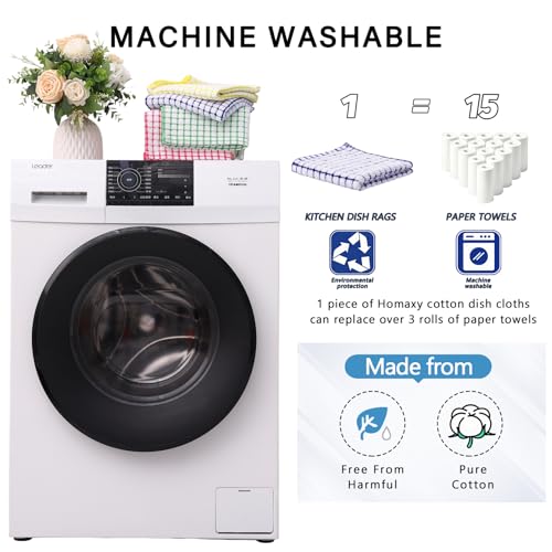 Kitinjoy Cotton 8 Pack Terry Kitchen Dish Cloths, Mixed Color | 12 x 12 Inches Super Soft and Absorbent Dish Rags, Quick Drying Dish Towels for Washing Dishes