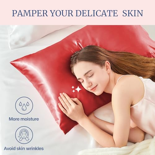 BEDELITE Satin Pillowcases, Standard Size 20x26 Inch, Baked Apple, Set of 2 | Similar to Silk Pillow Cases, Soft and Cooling, Reduces Friction, Gentle on Hair and Skin, Envelope Closure, Women Men Gift