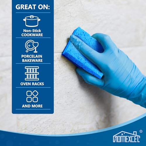 HOMEXCEL Sponges Kitchen 24 Pack, Non Scratch Scrub Dish Sponge for Dishes | Dual Sided Cleaning Sponges for Washing Dish &amp; Non-Stick Cookware, Blue Cellulose Sponge for Sink, Kitchen, Household