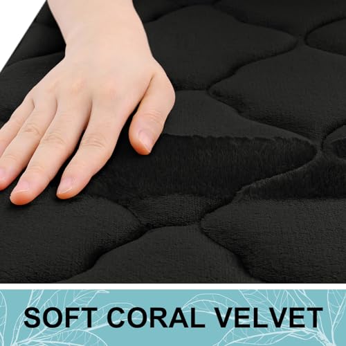 OLANLY Memory Foam Bath Mat Rug 24x16, Ultra Soft Bathroom Rugs, Black | Thick Absorbent Carpet, Non-Slip Backing, Machine Washable, for Bathroom Floor, Tub, Shower and Home Decor Accessories