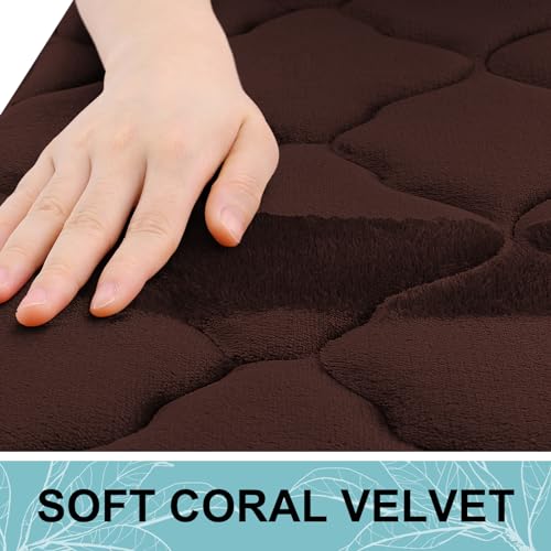 OLANLY Memory Foam Bath Mat Rug 24x16, Ultra Soft Bathroom Rugs, Brown | Thick Absorbent Carpet, Non-Slip Backing, Machine Washable, for Bathroom Floor, Tub, Shower and Home Decor Accessories