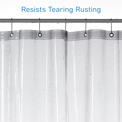 EHZNZIE Clear Black Shower Curtain Liner 72x72, PEVA Waterproof Bath Curtain, No Chemical Smell, 3 Weighted Magnets, Durable with Rustproof Metal Grommets