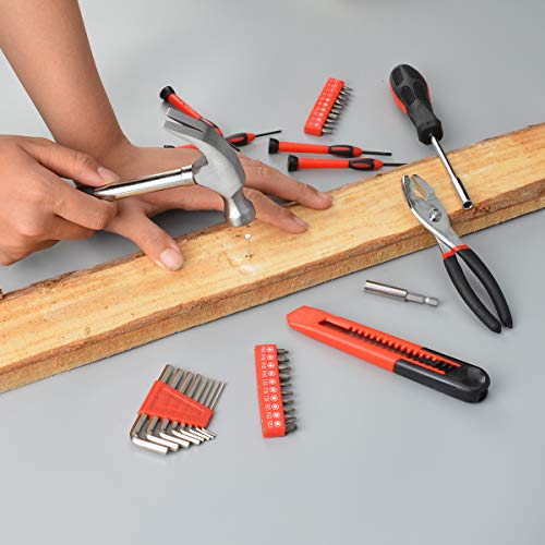 RVOGJP 39-Piece Household Tools Kit with Plastic Toolbox, Small Basic Home Tool Set for College Students &amp; Household Use