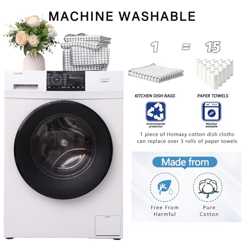 Kitinjoy Cotton 8 Pack Terry Kitchen Dish Cloths, Grey | 12 x 12 Inches Super Soft and Absorbent Dish Rags, Quick Drying Dish towels for Washing Dishes