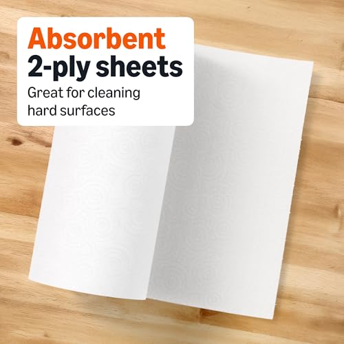 Amazon Basics 2-Ply Flex-Sheets Paper Towels, 2-Pack, 150 Sheets per Roll, 2 Basics Rolls = 6 Regular Rolls, for Everyday Use, Spills and Messes