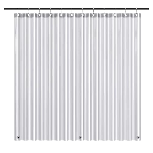 EHZNZIE Clear Black Shower Curtain Liner 72x72, PEVA Waterproof Bath Curtain, No Chemical Smell, 3 Weighted Magnets, Durable with Rustproof Metal Grommets