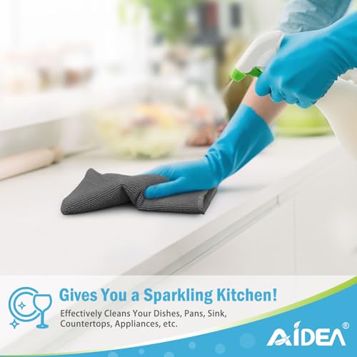AIDEA Gray Microfiber Cleaning Cloth-12PK, Cleaning Rags 12"x 12" Absorbent | Microfiber Towels for Cars Lint Free, Reusable Microfiber Towels, Kitchen Towel Dusting Cloth, Dish Rags, Bulk Cleaning Towel