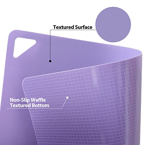 WK Flexible Plastic Cutting Boards for Kitchen, Cutting Board Mats Set of 5, Nonslip Cutting Board for Meat, Thin Cutting Sheets with Hole, Dishwasher Safe, BPA Free, 14.5x11.5"