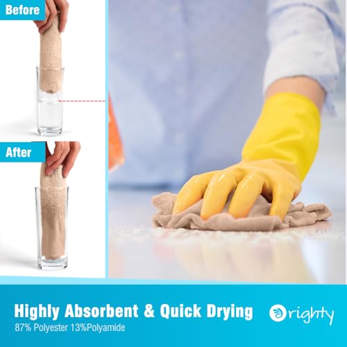 Orighty Microfiber Cleaning Cloth - 24 Pack, Brown Cleaning Rags 12x11 inch | Microfiber Towels for Cars, Highly Absorbent Household Cleaning Supplies, Reusable Lint Free Cloths for House, Kitchen