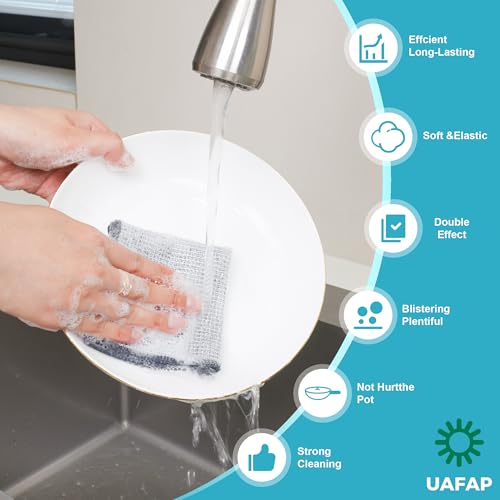 12pcs Upgrade 3-Layer Non-Scratch Steel Wool Dish Rags for Washing Dishs | Wet &amp; Dry Clening, Effortlessly Strips Stuck-on Grime, Great for Cookware, Sinks, Dishes and Stove tops 7.87“ x 7.87”