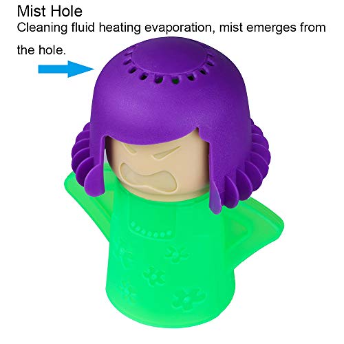 Aivwis Angry Mama Microwave Cleaner, Vinegar and Water Steam Tool (Green) | Reusable PP steam tool loosens dried splatters with vinegar and water, helping make routine microwave wipe-downs easier