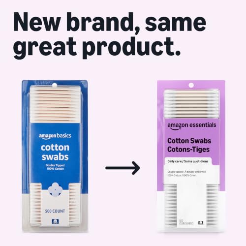 Amazon Essentials Cotton Swabs, 500 Count (Previously Amazon Basics)