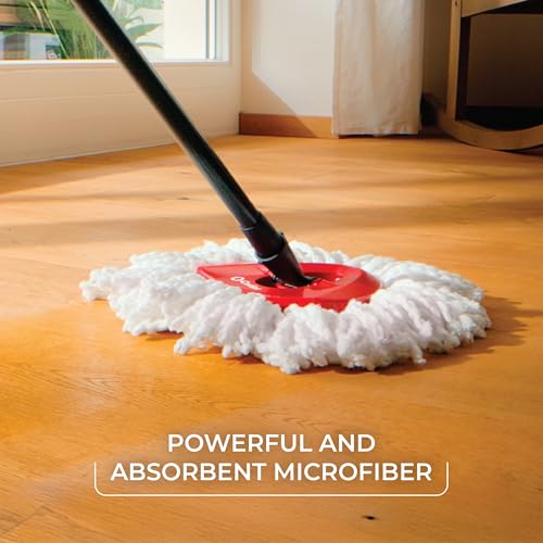 O-Cedar EasyWring Microfiber Spin Mop, Bucket Floor Cleaning System, Red, Gray, Standard