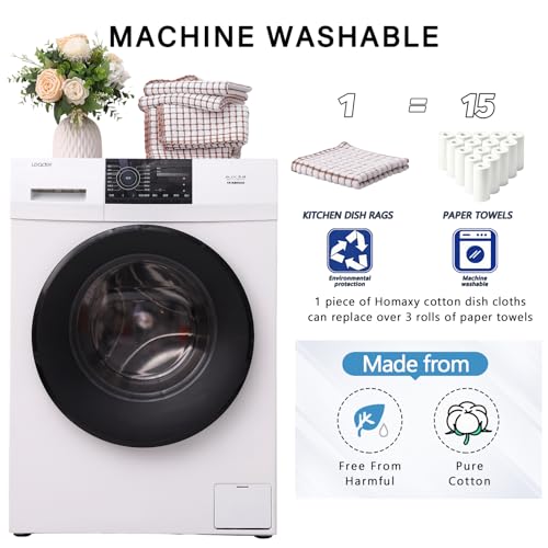 Kitinjoy Cotton 8 Pack Terry Kitchen Dish Cloths, Brown | 12 x 12 Inches Super Soft and Absorbent Dish Rags, Quick Drying Dish towels for Washing Dishes