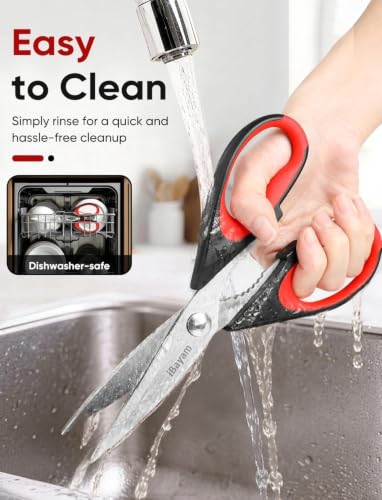 iBayam Kitchen Scissors Shears All Purpose Heavy Duty, Protective Sheath | 2-Pack, Ultra-Sharp Stainless Blades, Soft Comfort-Grip, Dishwasher Safe, Cooking Tool &amp; Gadget Sets Poultry Kitchen Utensils