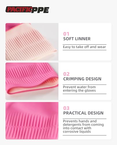 PACIFIC PPE 2 Pairs Reusable Natural Latex Dishwashing Gloves, Large | Kitchen gloves, dishwashing gloves, waterproof, reusable, non-slip grip, flexible fit for laundry and household cleaning