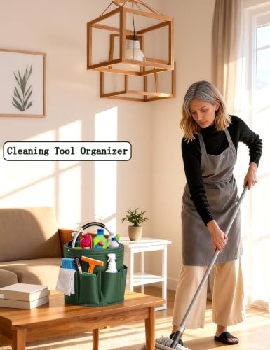 CIHTL Cleaning Caddy with Handle, for Cleaning Supplies Organizer Bucket | Foldable Storage Tote with 6 Pockets,17L Large Capacity Basket for Household Organizer,Laundry Room,Bathroom &amp; Home