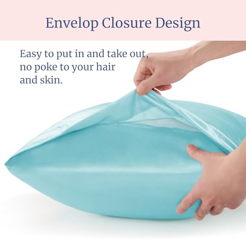 BEDELITE Satin Pillowcases, Standard Size 20x26 Inch, Blue, Set of 2 | Similar to Silk Pillow Cases, Soft and Cooling, Reduces Friction, Gentle on Hair and Skin, Envelope Closure, Women Men Gift