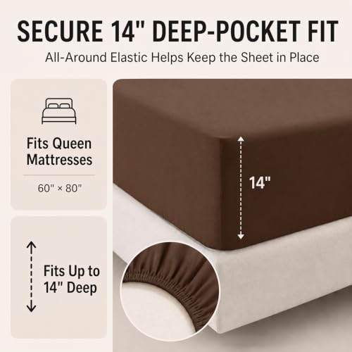 CozyLux Queen Comforter Set Brown - 7 Pieces Bed in a Bag | OEKO-TEX Certified, All-Season, Bedroom, Guest Room, Down-Alternative Comforter + Flat &amp; Fitted Sheets + 4 Pillowcases