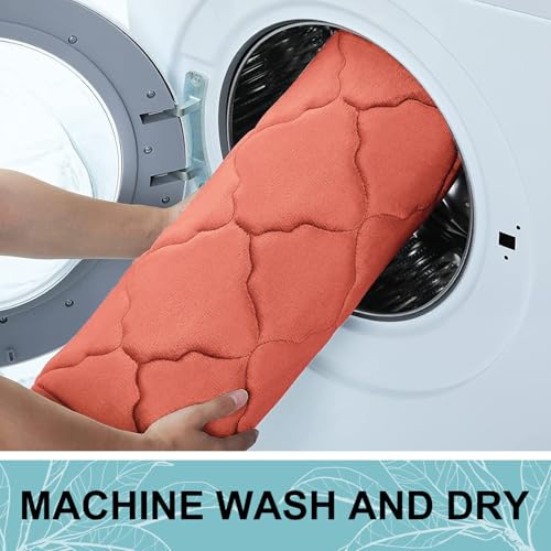 OLANLY Memory Foam Bath Mat Rug 24x16, Ultra Soft Bathroom Rugs, Coral | Thick Absorbent Carpet, Non-Slip Backing, Machine Washable, for Bathroom Floor, Tub, Shower and Home Decor Accessories