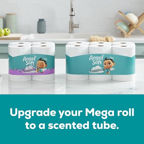 Angel Soft Toilet Paper Bulk Bathroom Tissue, 8 Mega Rolls=32 Regular Rolls | Bathroom essentials: 8 Mega Rolls = 32 Regular Rolls, 2-ply bath tissue with softness and strength
