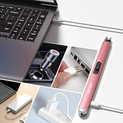 MINCOME Candle Lighter, Rechargeable Windproof Flameless Electric Lighter | Upgraded Plasma Arc Lighter with Safety Lock, LED Power Display,Safety Switch, for Candle,Grill,BBQ,Camping,Gas Stove
