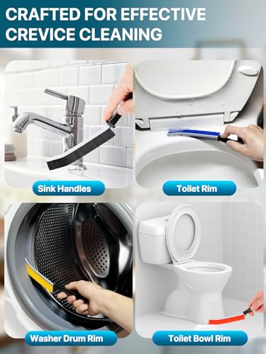6Pcs Hard Bristle Crevice Cleaning Brush, Multifunctional Premium Crevice Cleaning Tool, Designed for Cleaning Narrow Spaces, Suitable for Toilet, Faucets,Kitchen,Grout, KOSPRIE
