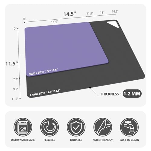 WK Flexible Plastic Cutting Boards for Kitchen Set of 10, Plastic Cutting Mats with Hole, Color Coded Cutting Board, Nonslip, BPA Free, Dishwasher Safe, Multi Size